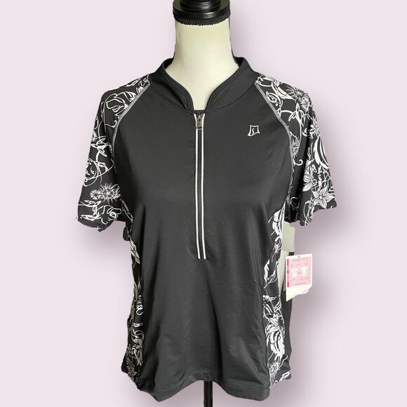 SkirtSports Women’s Black & White Floral Short Sleeve Cycling Jersey Top XL NWT - Picture 1 of 9
